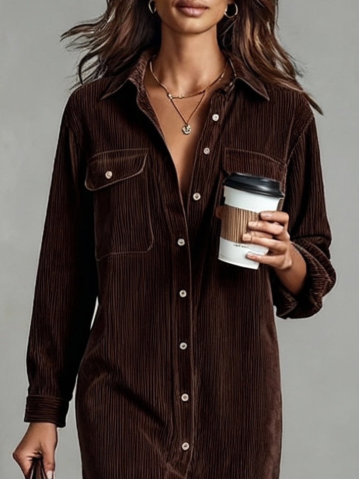 Isabel dames corduroy midi-jurk