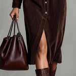 Isabel dames corduroy midi-jurk