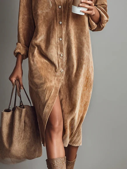 Elise dames zachte corduroy jurk