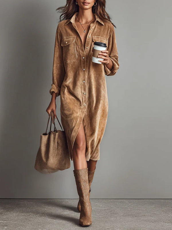 Elise dames zachte corduroy jurk