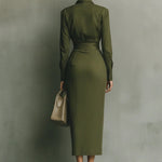 Hera dames getailleerde maxi-jurk met drapering