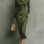 Hera dames getailleerde maxi-jurk met drapering
