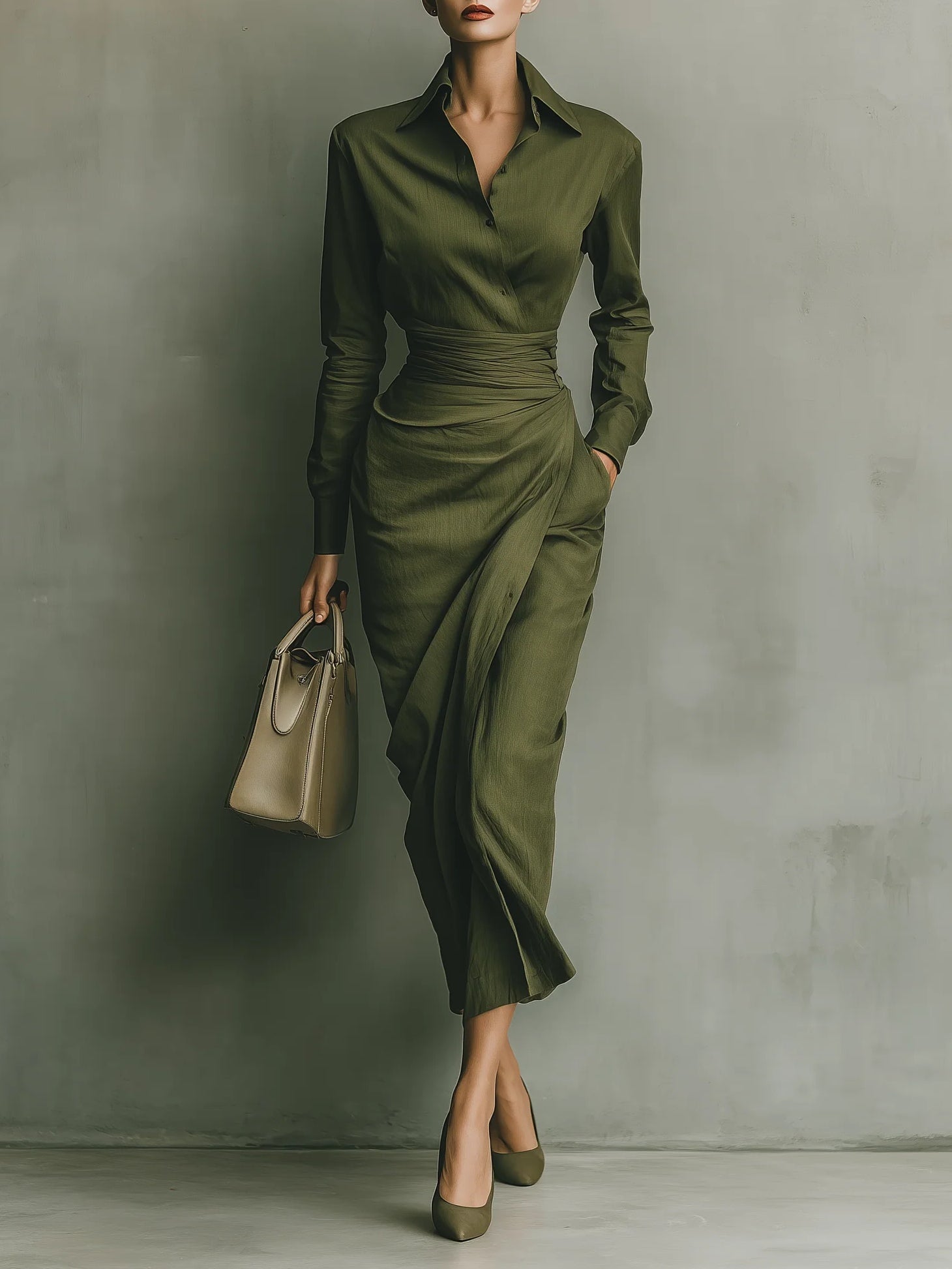 Hera dames getailleerde maxi-jurk met drapering