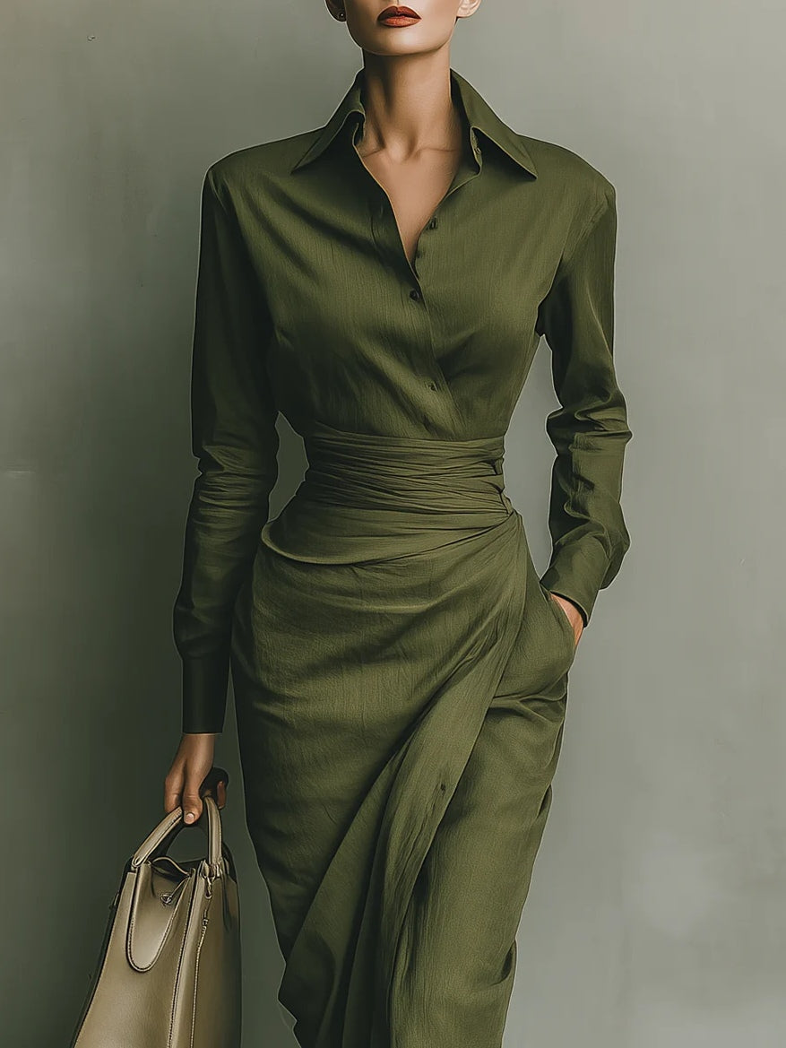 Hera dames getailleerde maxi-jurk met drapering