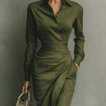Hera dames getailleerde maxi-jurk met drapering