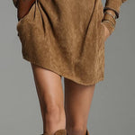 Florence dames mini-jurk met col en suèdelook