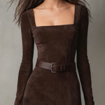 Ainsley dames imitatieleer maxi-jurk