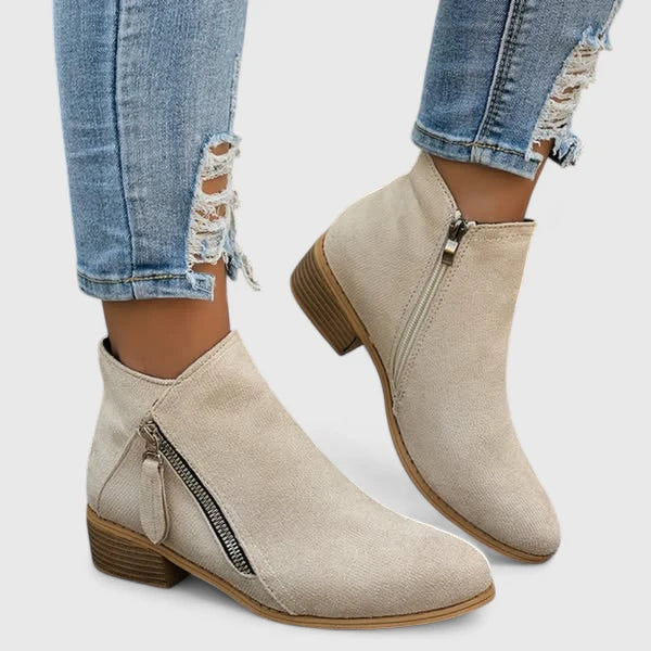 Bruine vintage orthopedische laarzen voor dames met stevige, duurzame zool