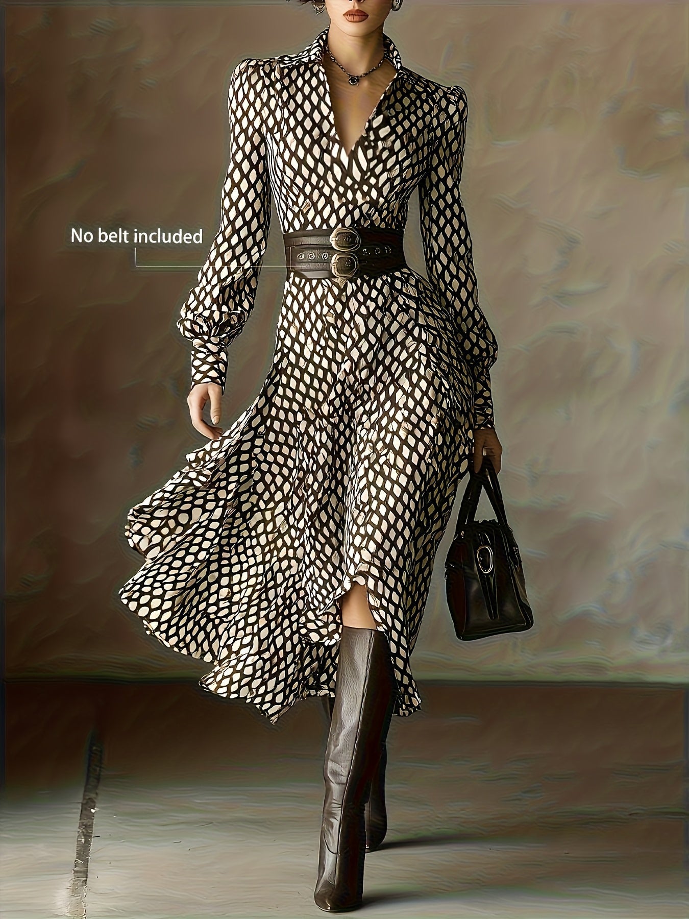 Zara dames jurk met ruitprint en ceintuur