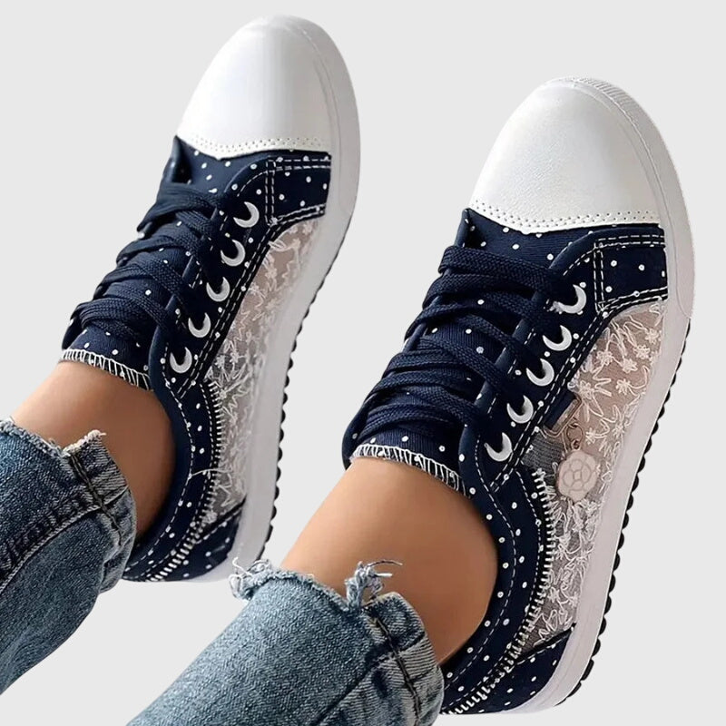 Orthopedische damessneakers met breed teengedeelte, voetboogsteun en schokdempende zool