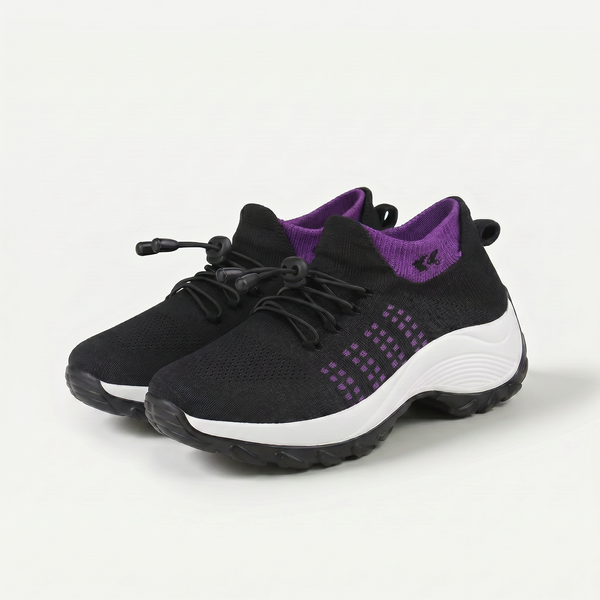 Heleen paars-zwarte comfortschoenen