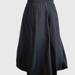 Comfortabele dames broek in denimlook met hoge elastische taille en wijde pijpen