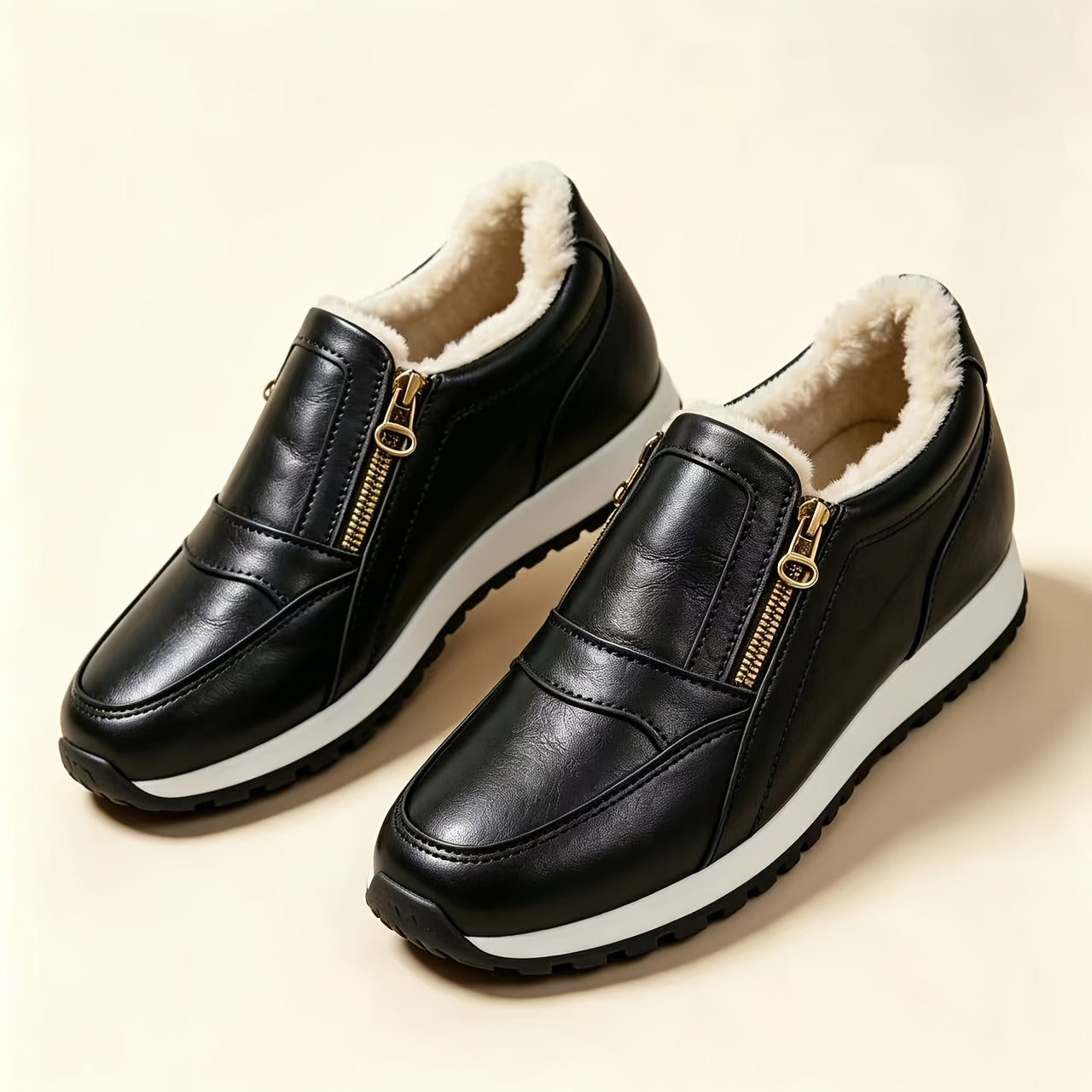 Imke warme slip-on sneakers met dubbele rits