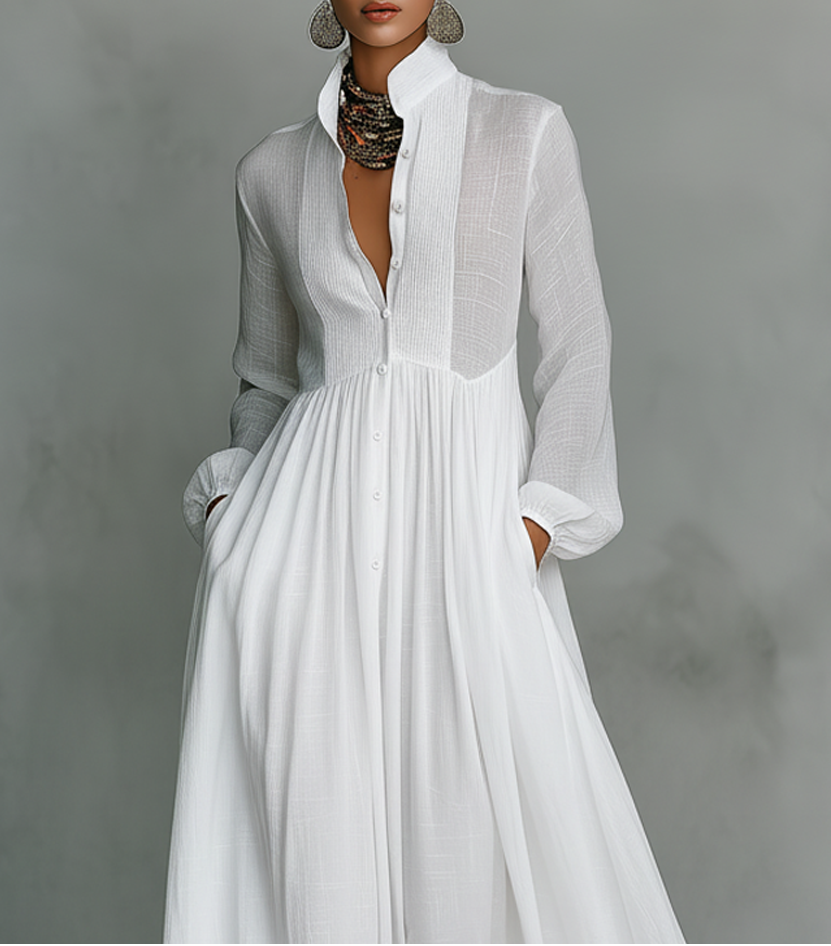Alisa dames katoen-linnen maxi-jurk