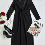 Kara dames maxi-jurk met diepe v-hals en lange mouwen