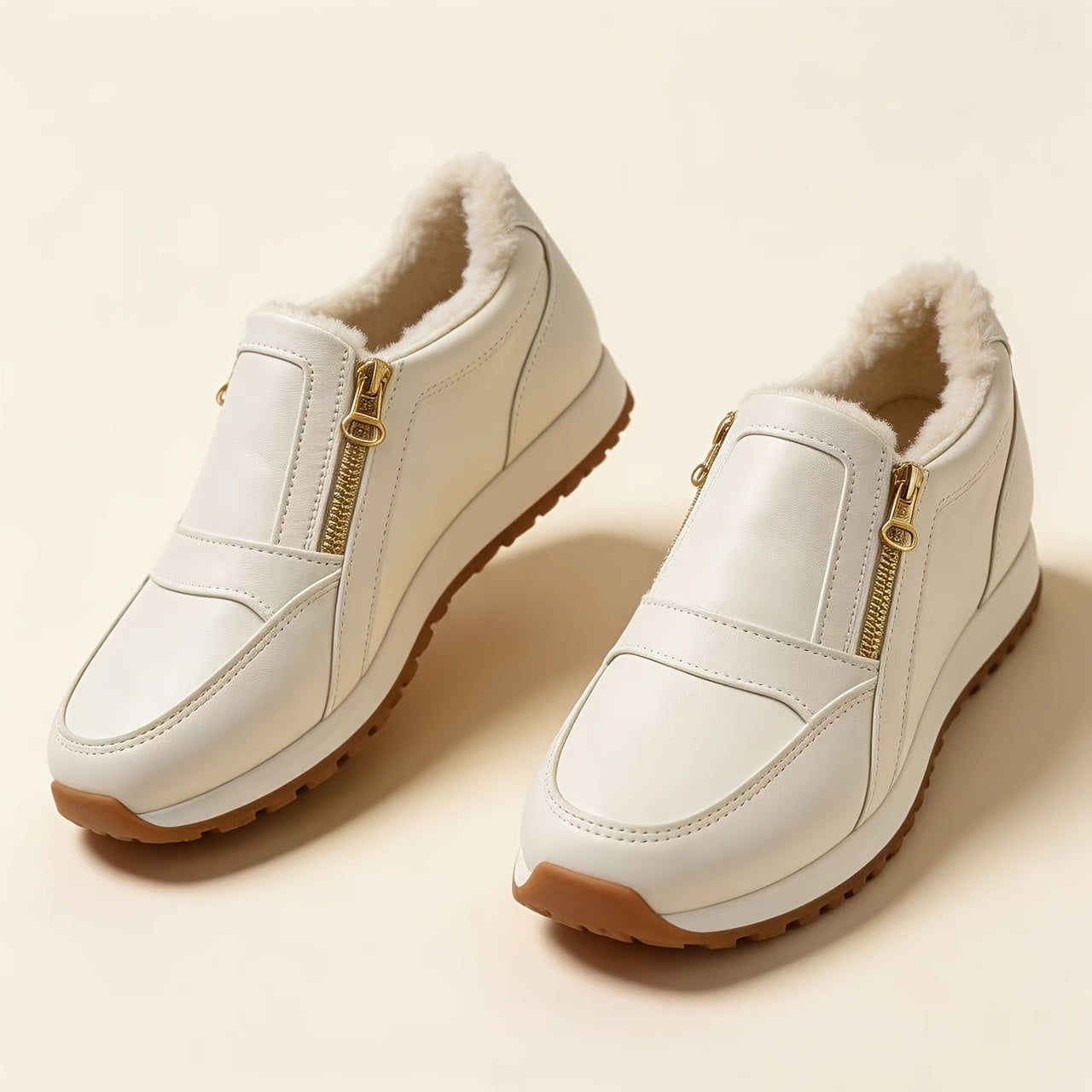 Imke warme slip-on sneakers met dubbele rits