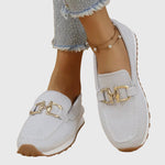 Orthopedische loafers voor dames met mesh bovenwerk, gouden bitdetail en antislipzool