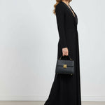 Kara dames maxi-jurk met diepe v-hals en lange mouwen