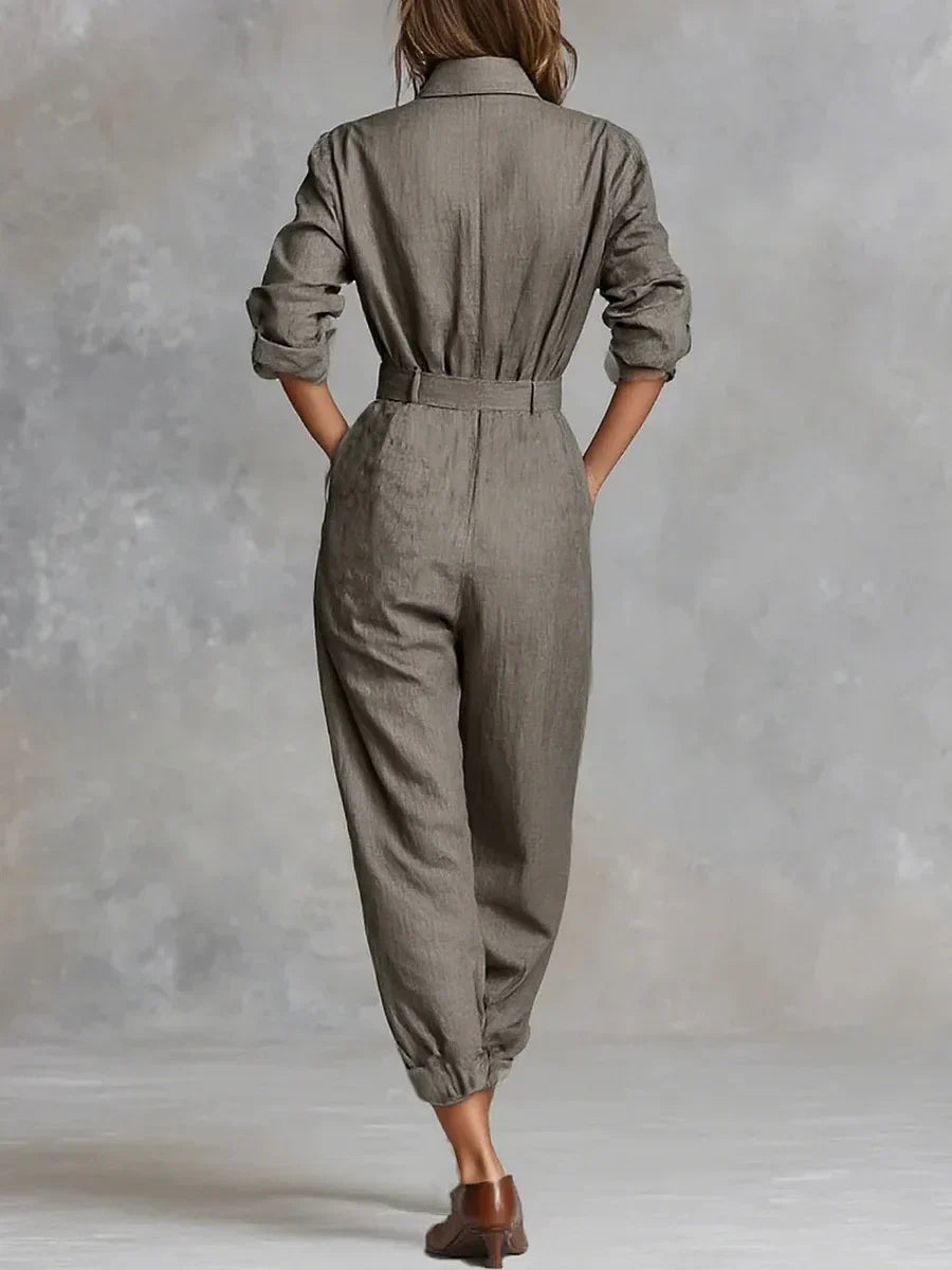 Megan dames linnen-katoen jumpsuit