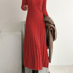 Comfortabele maxi jurk in kabeltricot met zachte val en lange lijn voor dames