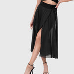 Elegante 2-in-1 dames rok met hoge taille, elastische band en soepel vallende stof