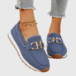 Orthopedische loafers voor dames met mesh bovenwerk, gouden bitdetail en antislipzool