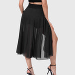 Elegante 2-in-1 dames rok met hoge taille, elastische band en soepel vallende stof