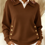 Brigitte dames trui met polokraag en knoopdetails