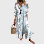 Elegante boheemse jurk met vloeiende val en delicate print voor dames