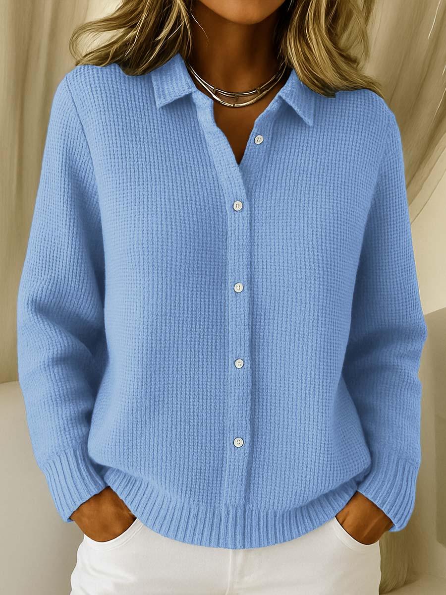 Celine dames gebreid knoopvest met structuur