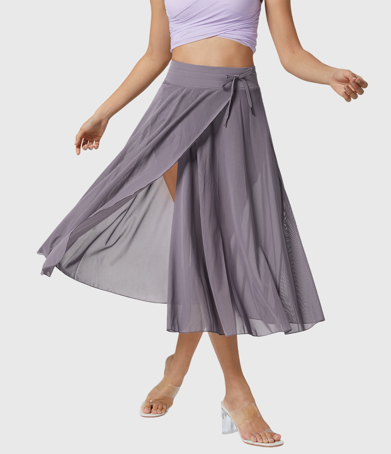 Elegante 2-in-1 dames rok met hoge taille, elastische band en soepel vallende stof
