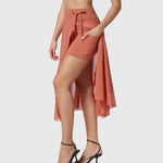 Elegante 2-in-1 dames rok met hoge taille, elastische band en soepel vallende stof