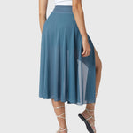 Elegante 2-in-1 dames rok met hoge taille, elastische band en soepel vallende stof