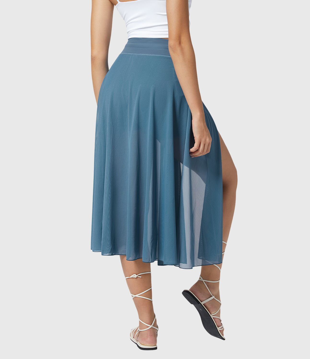Elegante 2-in-1 dames rok met hoge taille, elastische band en soepel vallende stof