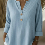 Puck henley-top met structuur en knopen