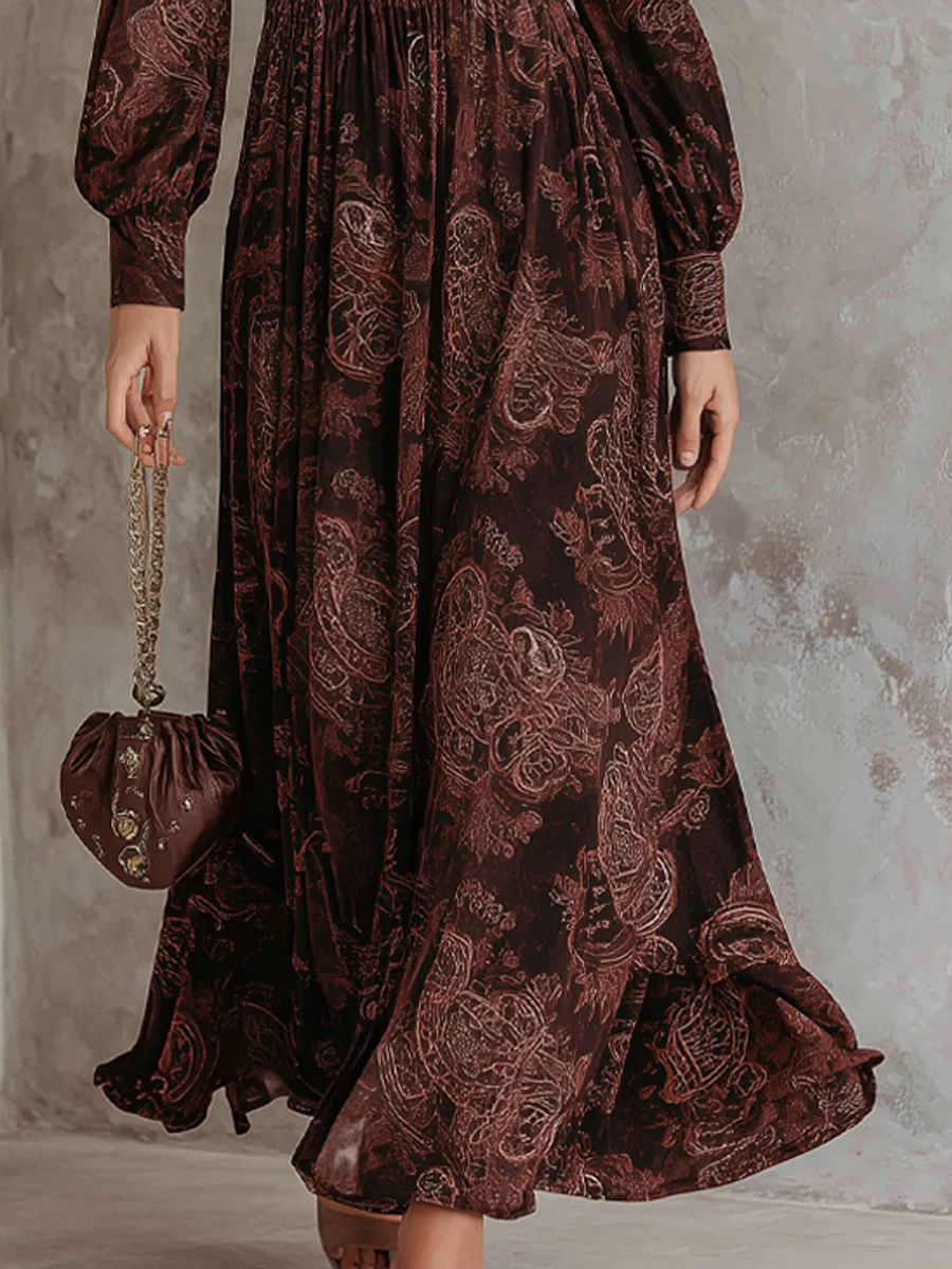 Marlene dames paisley midi-jurk met ritshals