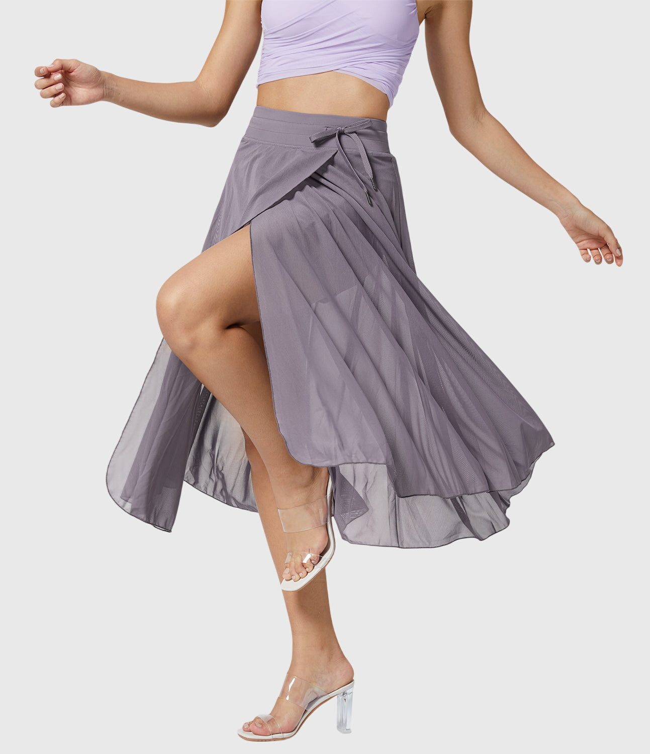 Elegante 2-in-1 dames rok met hoge taille, elastische band en soepel vallende stof