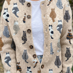 Anita dames gebreid vest met kattenprint