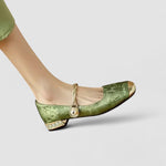 Pleun dames satijnen mary jane schoenen met sierhak