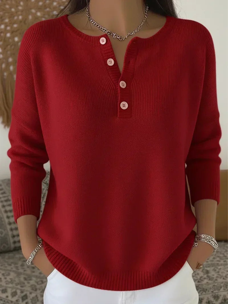 Nienke henley-trui met knopen