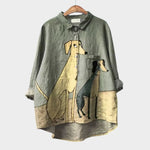 Elegante zomerblouse met kunstprint die soepel over het figuur valt