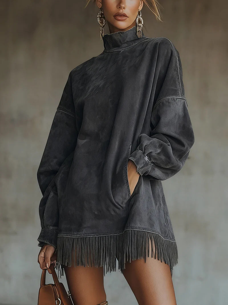 Janne oversized boho-trui met franjes