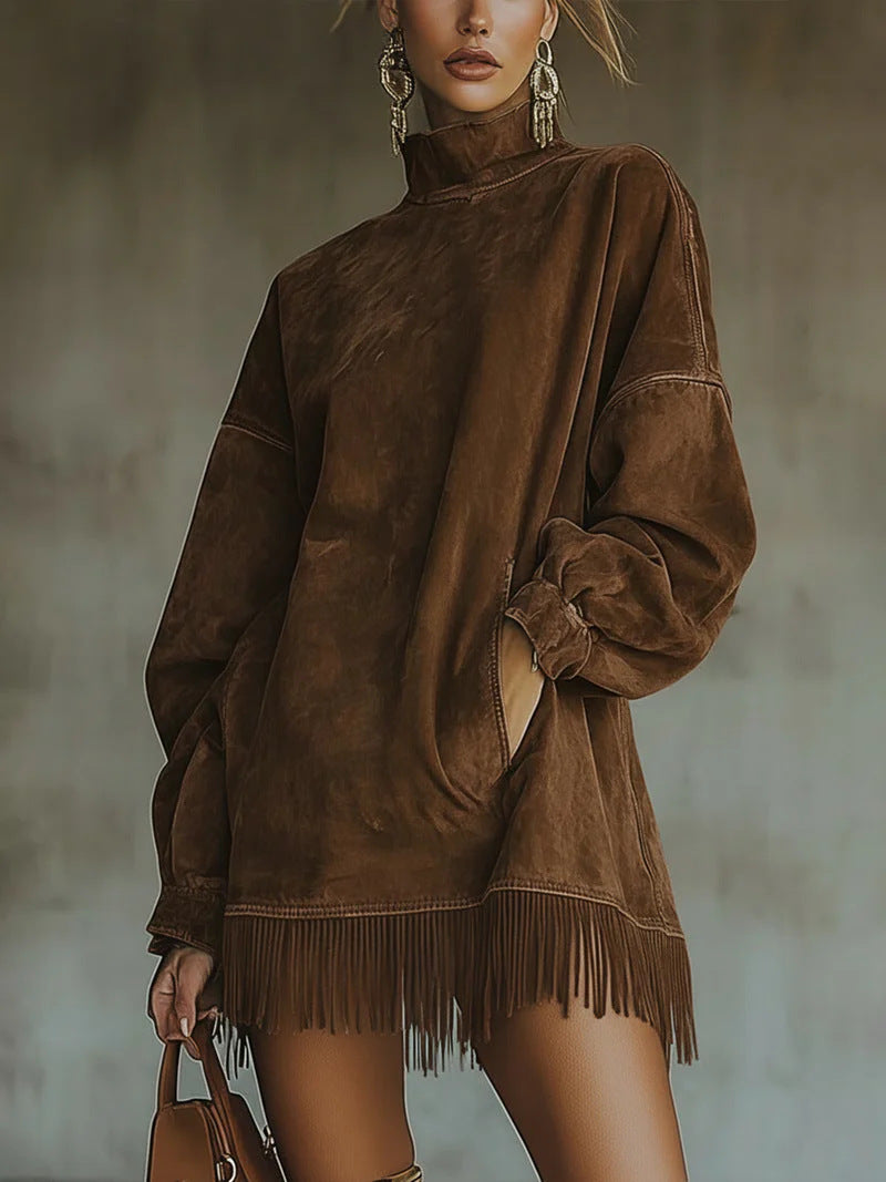 Janne oversized boho-trui met franjes