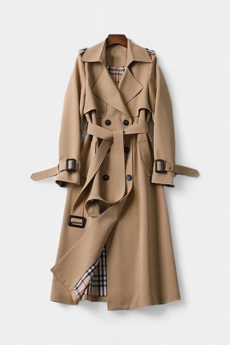Renske dames trenchcoat met dubbele knopenrij en ceintuur