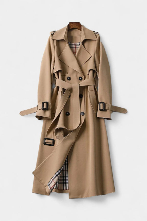 Renske dames trenchcoat met dubbele knopenrij en ceintuur