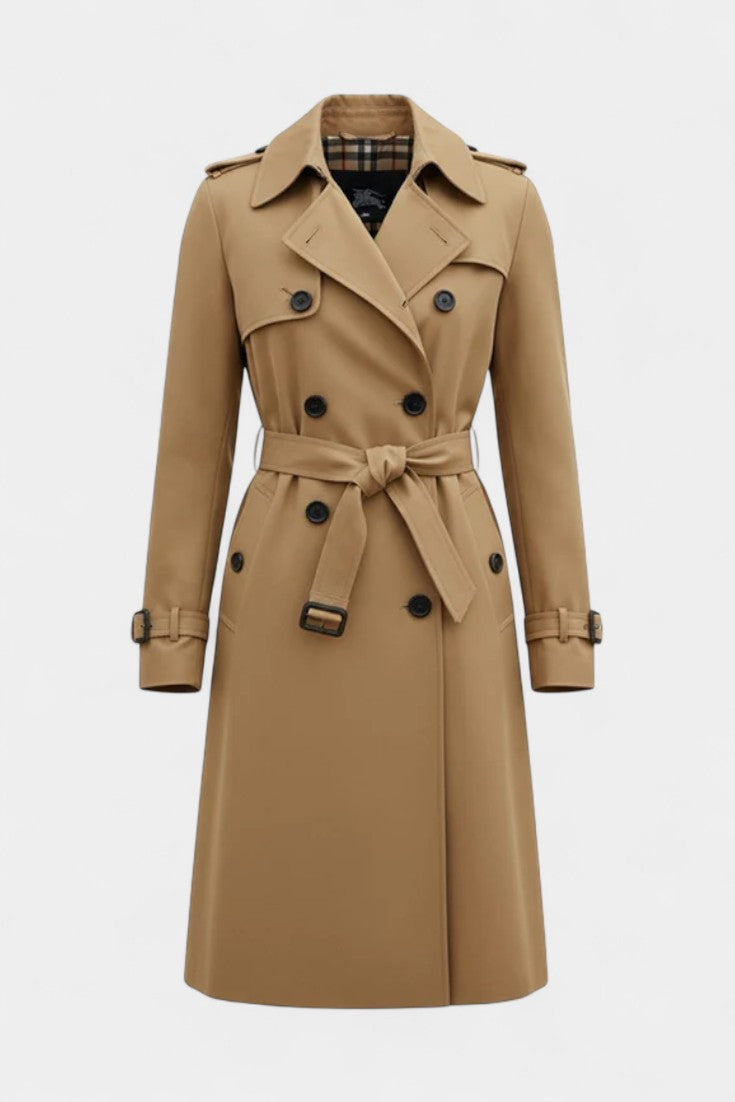 Renske dames trenchcoat met dubbele knopenrij en ceintuur