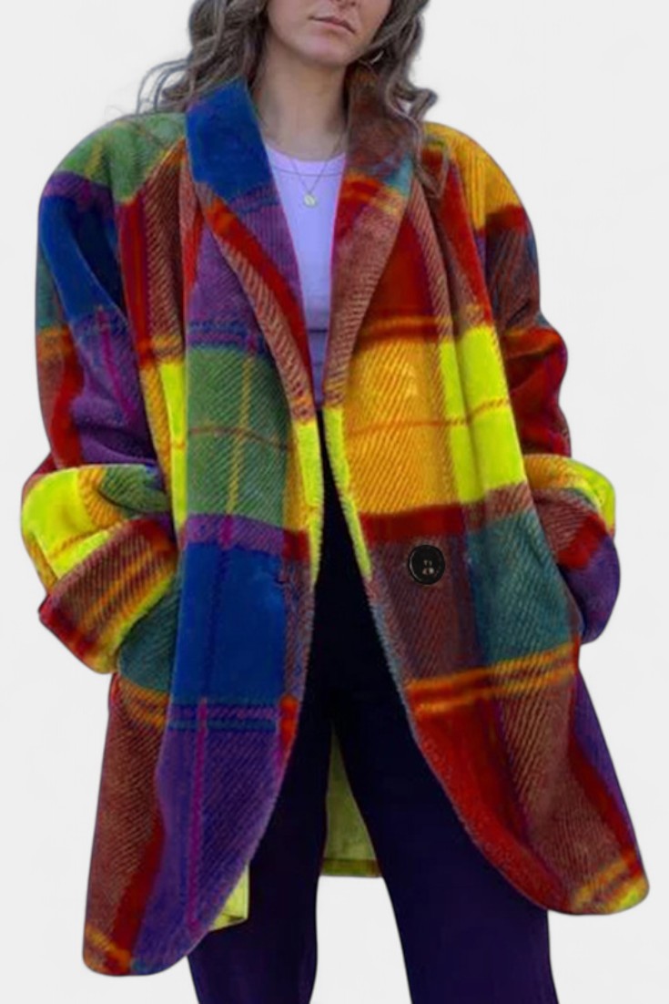 Seline dames oversized jas met opvallend ruitpatroon