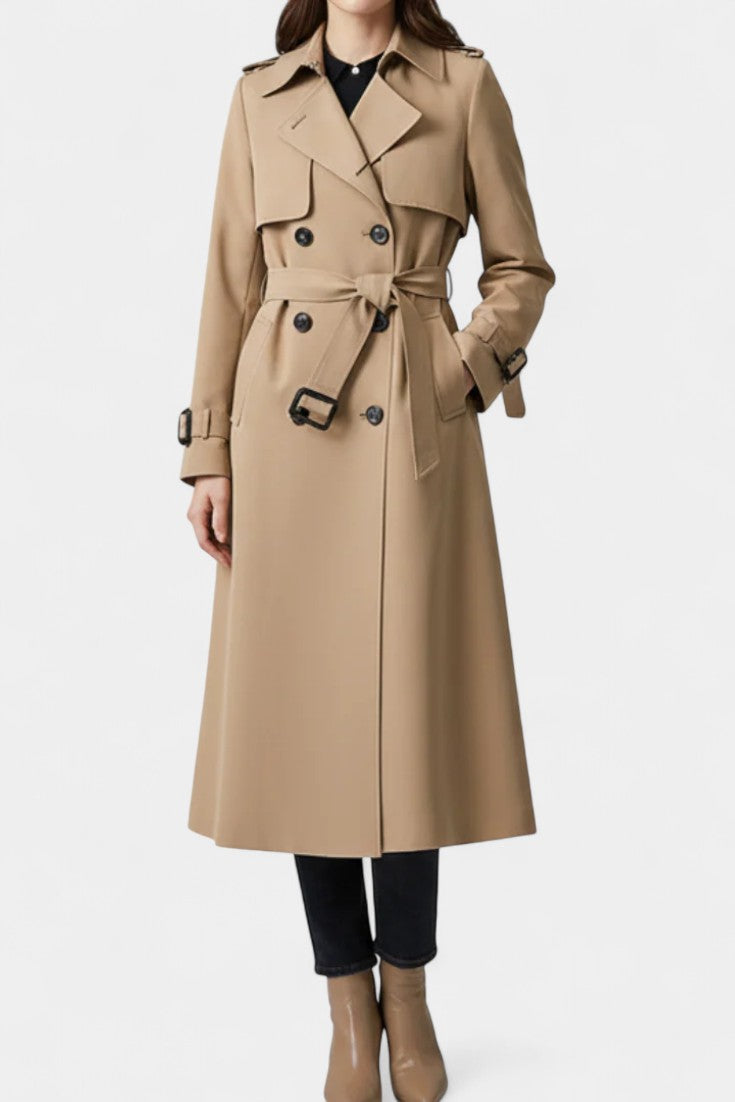Renske dames trenchcoat met dubbele knopenrij en ceintuur