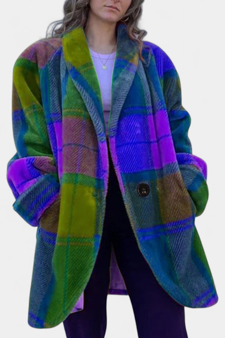 Seline dames oversized jas met opvallend ruitpatroon