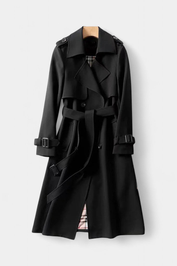 Renske dames trenchcoat met dubbele knopenrij en ceintuur